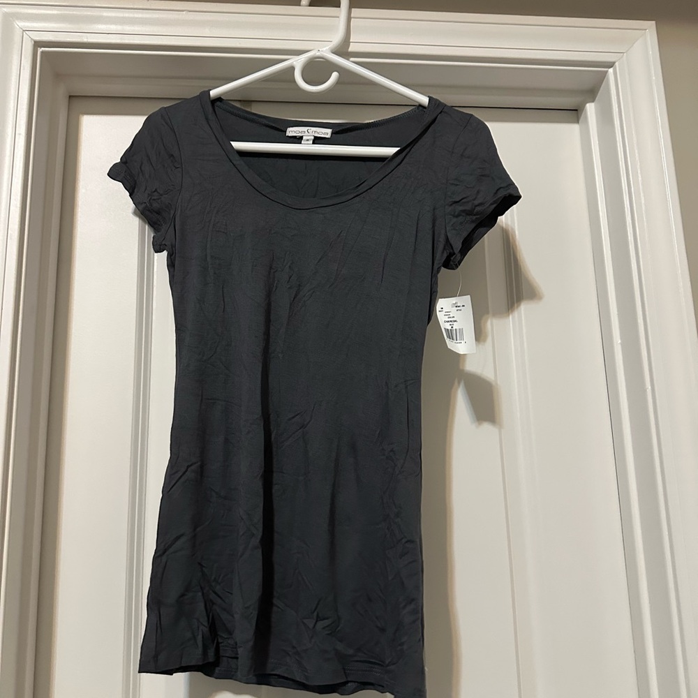 Moa Moa Gray Fitted Short Sleeve Tee